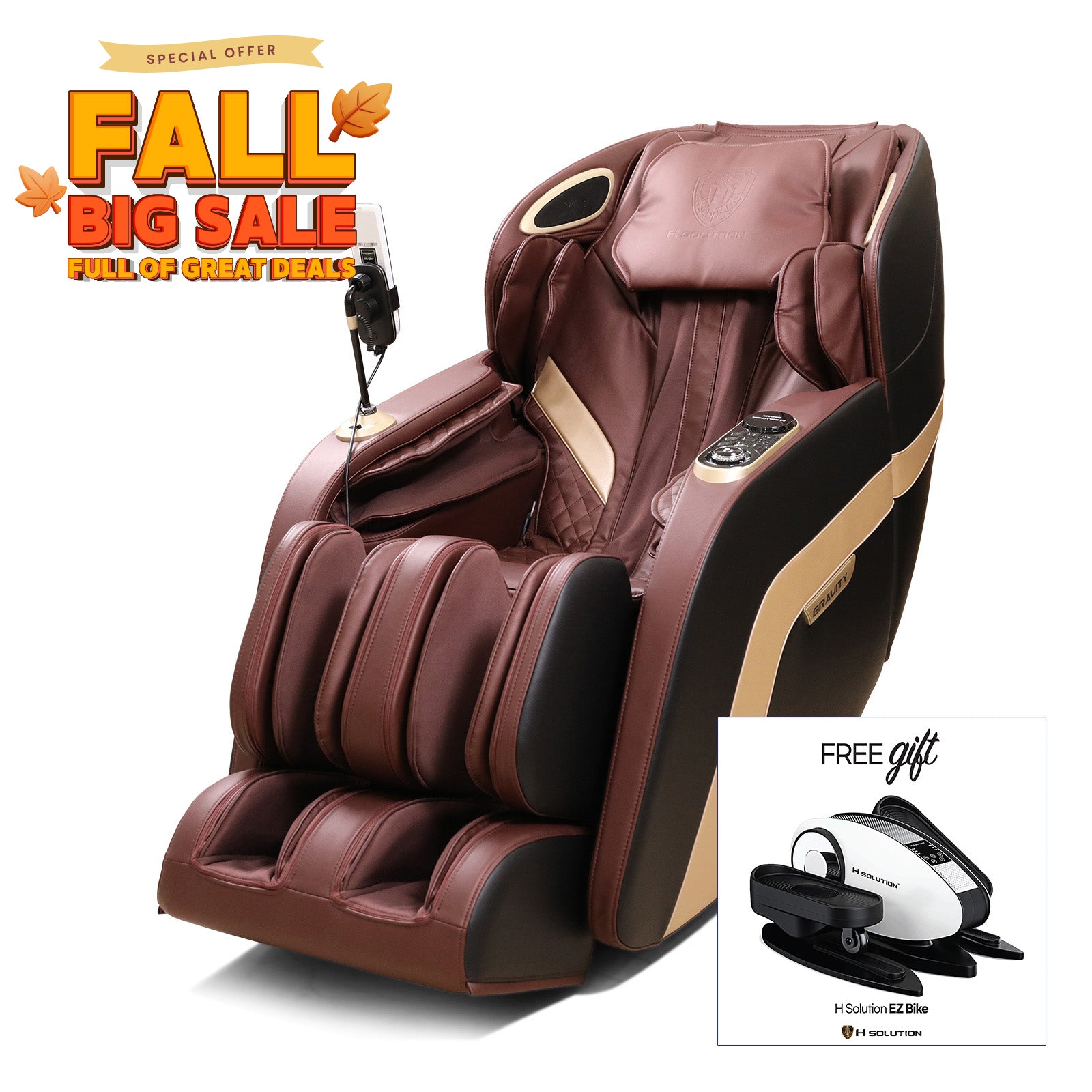 H Solution Gravity Massage Chair (Red Wine) - Health Korea Shop