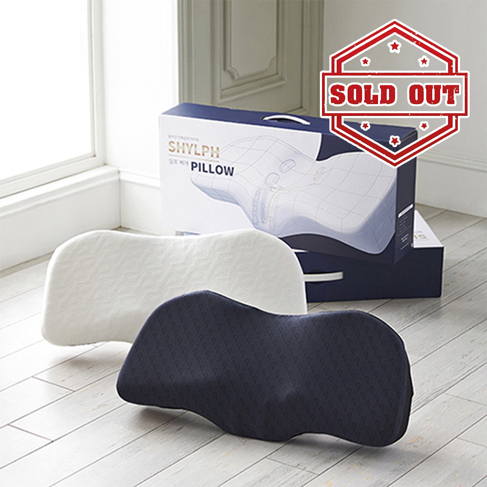 Sylph Pillow (Cooling) Dark Navy / (Organic Cotton) White - Health Korea Shop