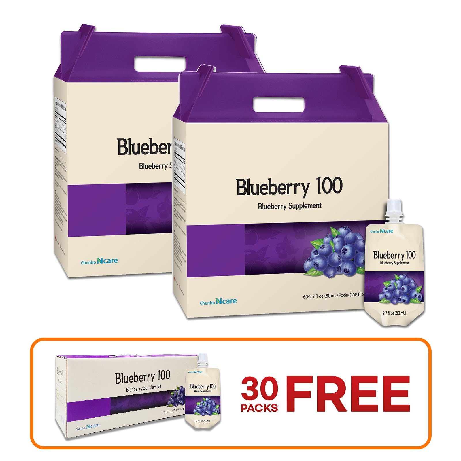 Blueberry 100 Juice [2 Box (+ 30pk FREE)] - Health Korea Shop