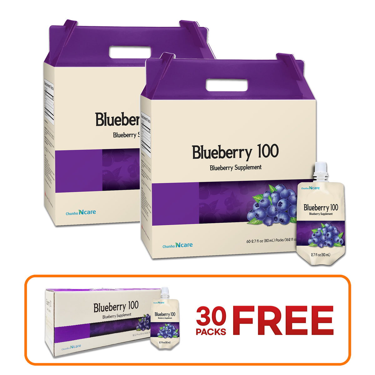Blueberry 100 Juice [2 Box (+ 30pk FREE)] - Health Korea Shop