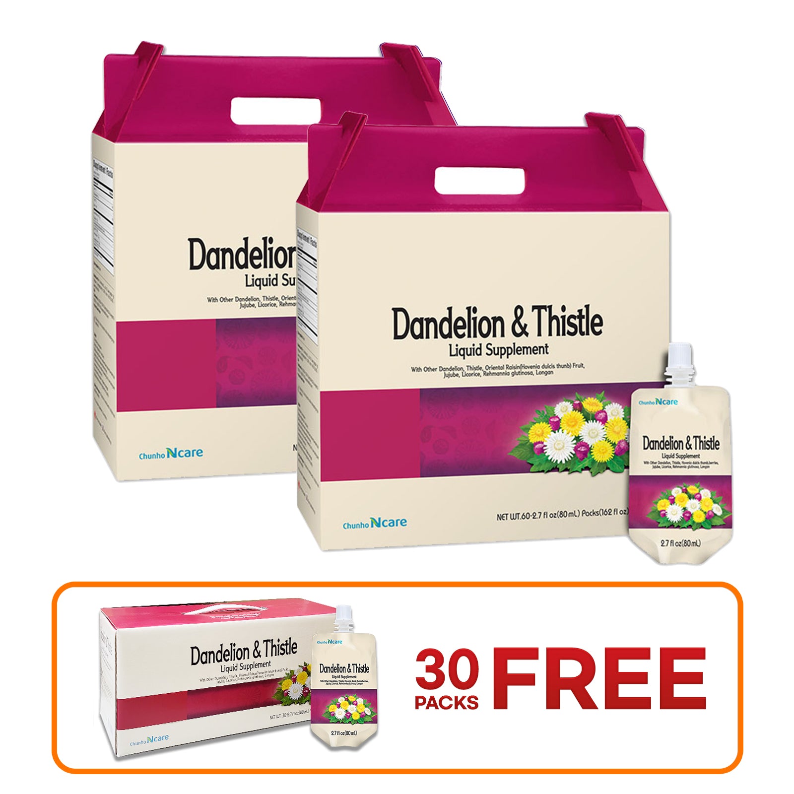 Dandelion & Thistle Juice [2 Box (+ 30pk FREE)] - Health Korea Shop