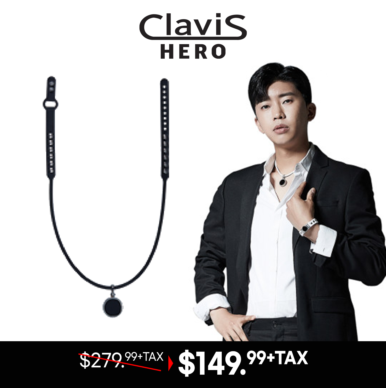 Clavis Hero Necklace KS-207M(Black-White Gold) - Health Korea Shop