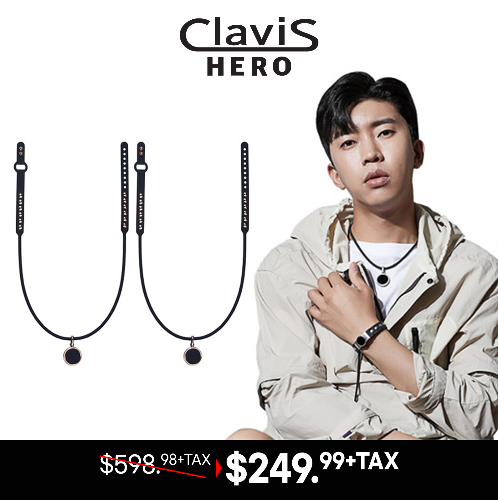 Clavis Hero Necklace KS-207B(Black-Rose Gold)[Get 2 @ $249.98+Tax] - Health Korea Shop