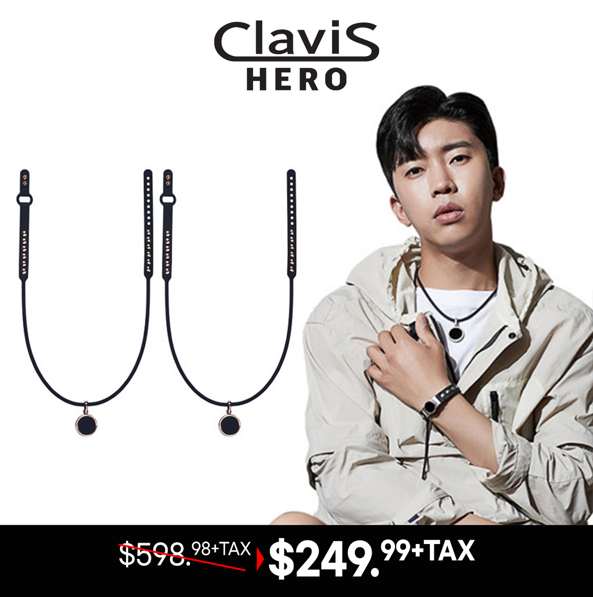 Clavis Hero Necklace KS-207B(Black-Rose Gold)[Get 2 @ $249.98+Tax] - Health Korea Shop