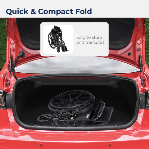 Drive Medical Silver Sport 1 Folding Transport Wheelchair with Full Arms and Removable Swing-Away Footrest - Health Korea Shop