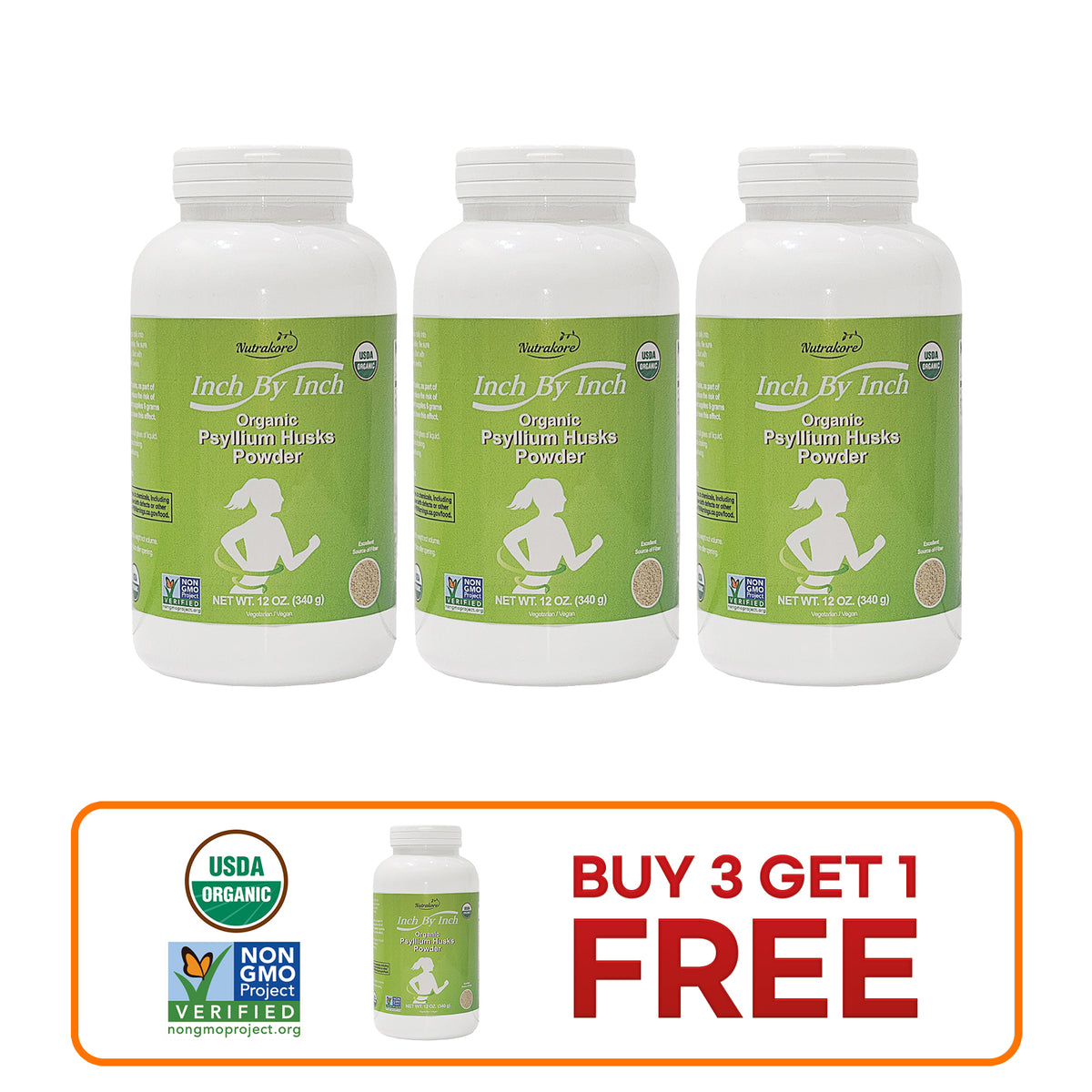Inch By Inch (Organic Psyllium Husks Powder) [Buy 3 Get 1 FREE] - Health Korea Shop