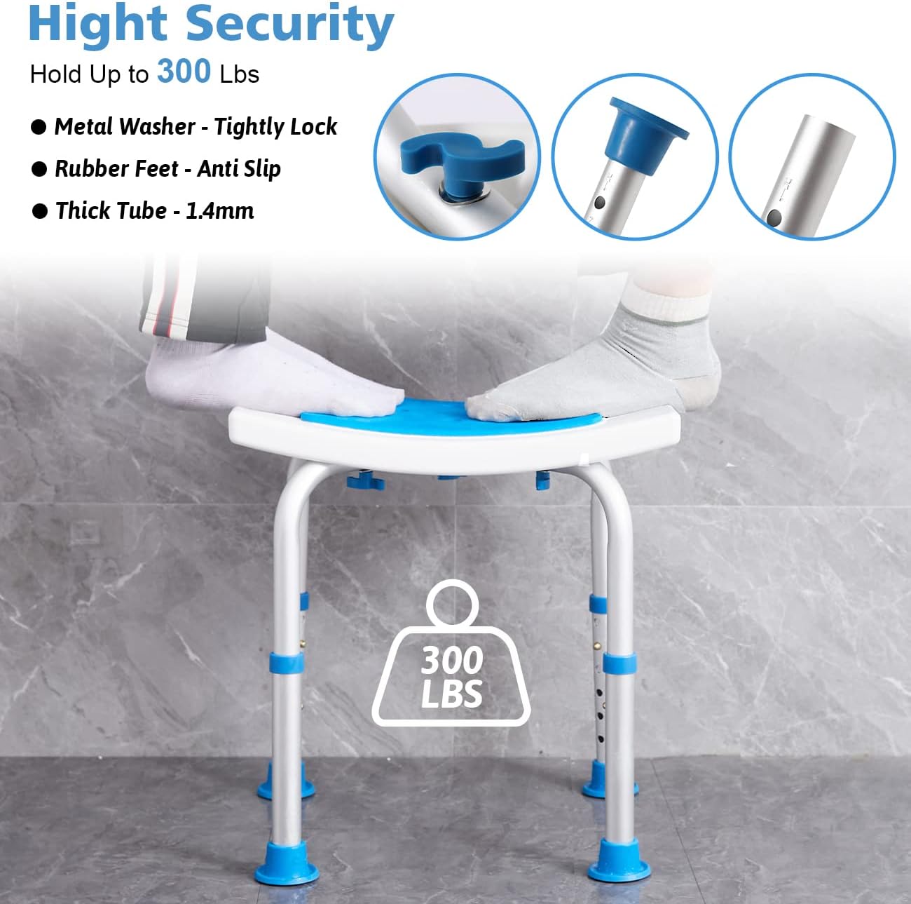 Shower Chair for Inside Shower, Shower Stool with Free Assist Grab Bar/Toiletry Bag, Tool-Free Assembly Shower Seat for Bathtub, Shower Bath Chairs - Health Korea Shop