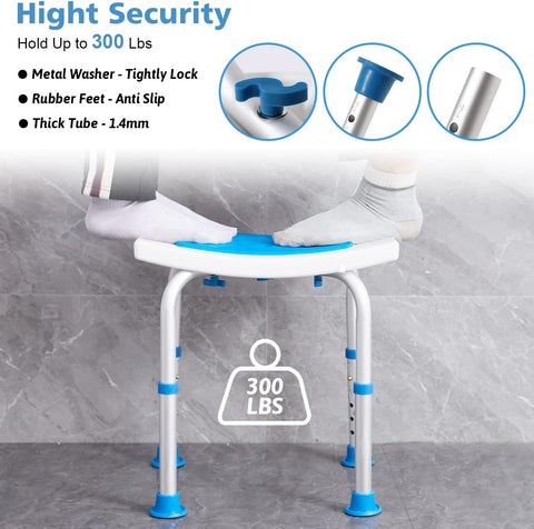 Shower Chair for Inside Shower, Shower Stool with Free Assist Grab Bar/Toiletry Bag, Tool-Free Assembly Shower Seat for Bathtub, Shower Bath Chairs - Health Korea Shop