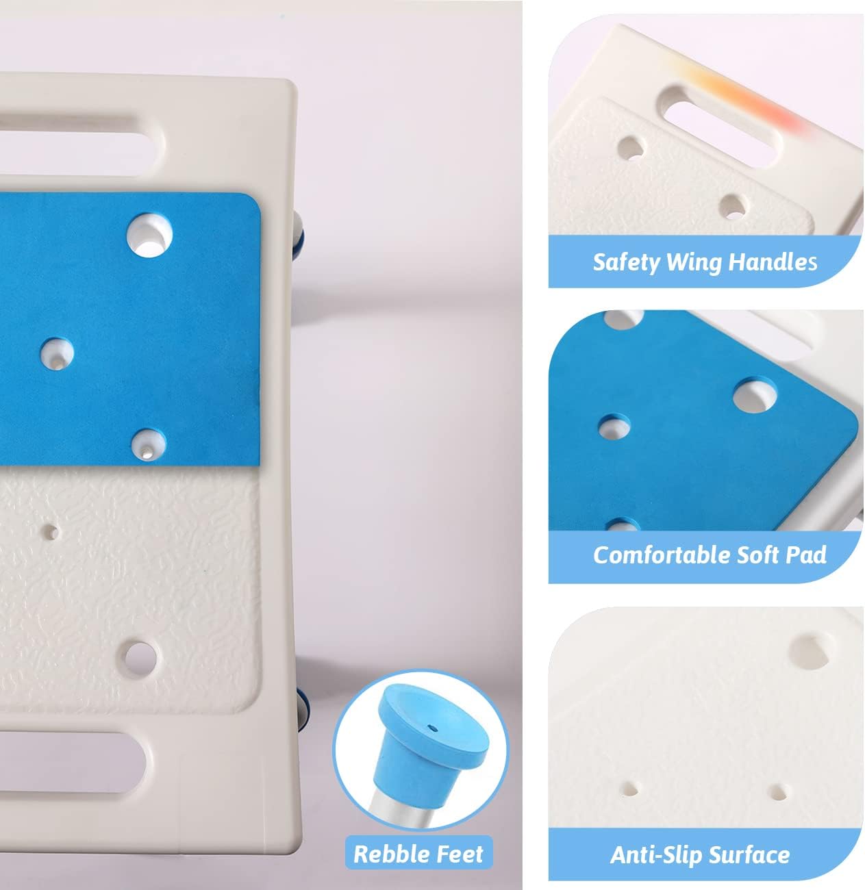 Shower Chair for Inside Shower, Shower Stool with Free Assist Grab Bar/Toiletry Bag, Tool-Free Assembly Shower Seat for Bathtub, Shower Bath Chairs - Health Korea Shop